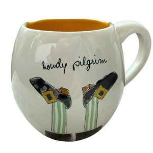 Howdy Pilgrim Mug with Black and Green Design from Rae Dunn